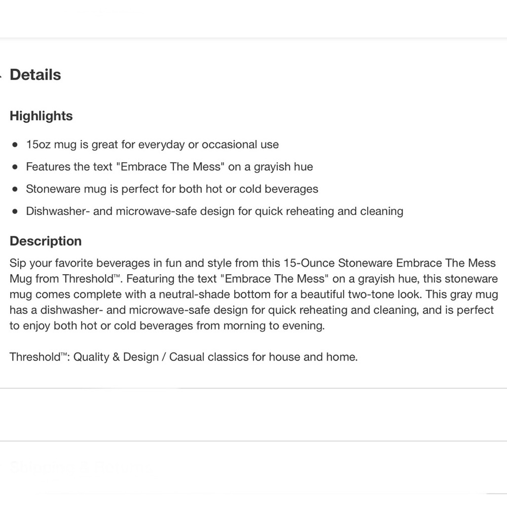 Target Threshold “Embrace the Mess” Mug - Picture 11 of 12